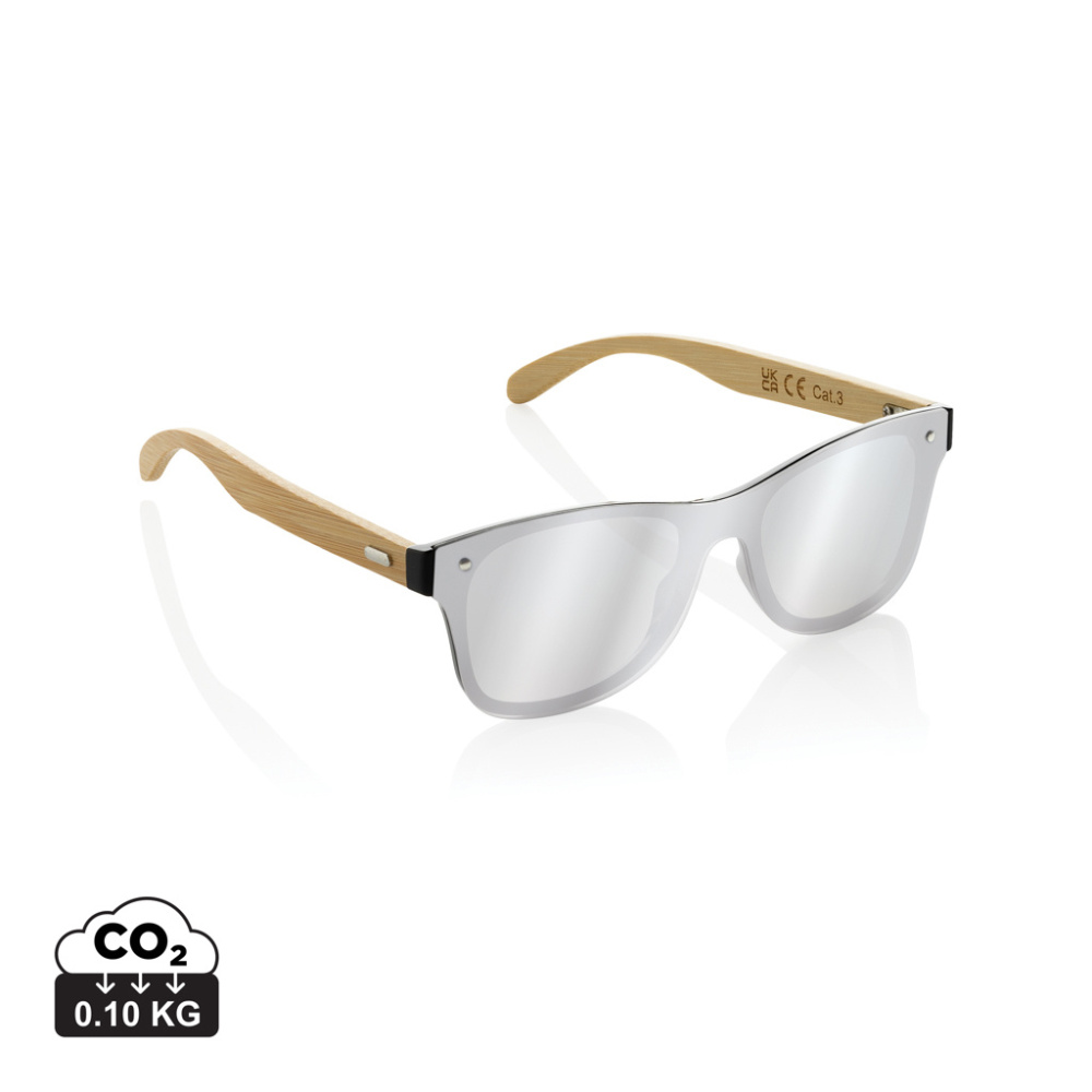 Logotrade promotional merchandise picture of: Prism RCS recycled plastic sunglasses with bamboo frame