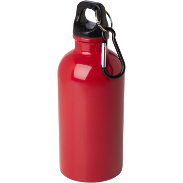 Logo trade business gifts image of: Oregon 400 ml RCS certified single wall stainless steel water bottle with carabiner