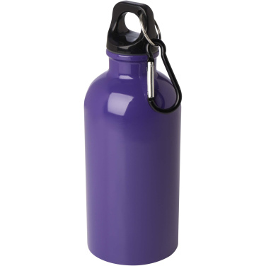 Logotrade promotional item picture of: Oregon 400 ml RCS certified single wall stainless steel water bottle with carabiner