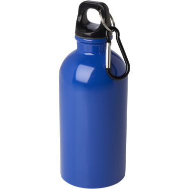 Logotrade promotional merchandise picture of: Oregon 400 ml RCS certified single wall stainless steel water bottle with carabiner