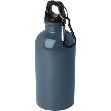 Logotrade advertising products photo of: Oregon 400 ml RCS certified single wall stainless steel water bottle with carabiner