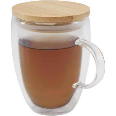 Logotrade promotional giveaway image of: Leona 350 ml glass cup with bamboo lid