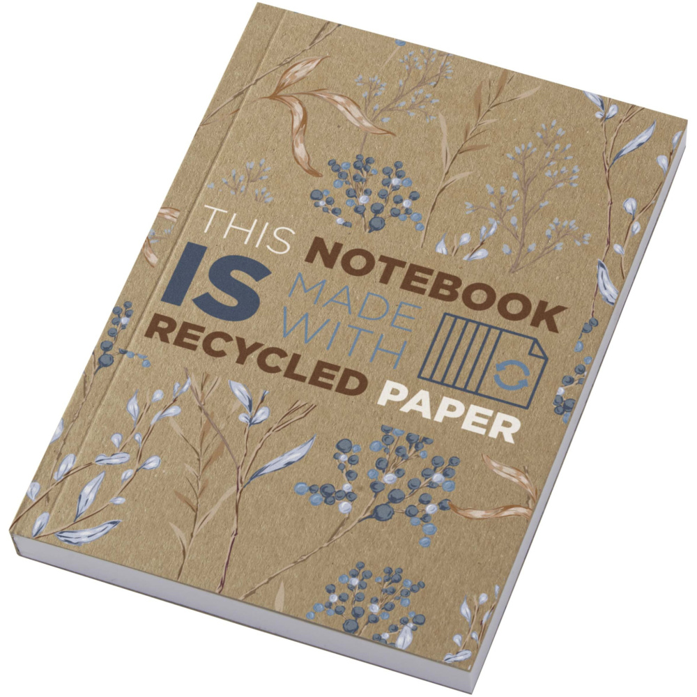 Logo trade promotional items image of: Novella Austen A6 recycled soft cover kraft notebook - 100 sheets