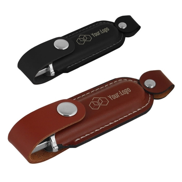 Logo trade promotional merchandise image of: Leather USB stick