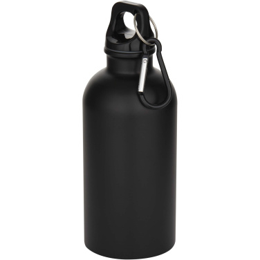 Logotrade promotional product image of: Oregon 400 ml matte RCS recycled single wall stainless steel water bottle with carabiner