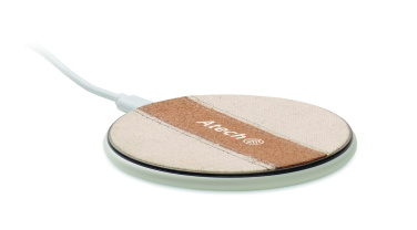 Logo trade promotional gift photo of: Cork wireless charger 15W