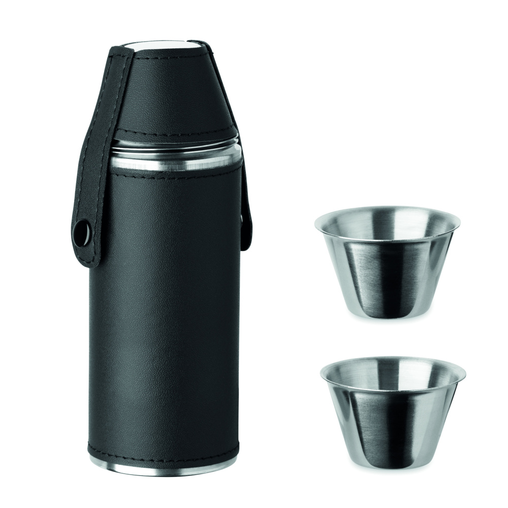 Logo trade promotional gifts picture of: Hip flask with shot cups