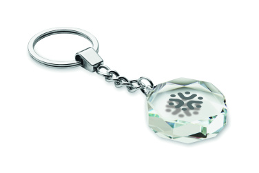 Logo trade promotional items image of: Glass round award key ring