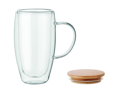 Logo trade promotional giveaways image of: Double wall glass mug 450ml