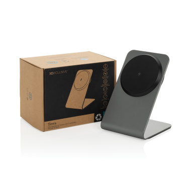 Logo trade corporate gifts picture of: Terra aluminium 15W magnetic wireless charging phone stand