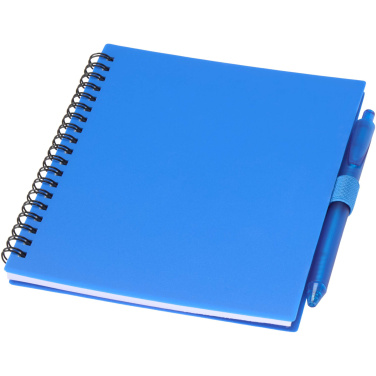 Logotrade business gift image of: Niove recycled plastic soft cover notebook and ballpoint pen set (blue ink)