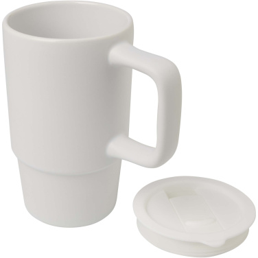 Logo trade promotional gift photo of: Carter 450 ml ceramic mug with plastic lid