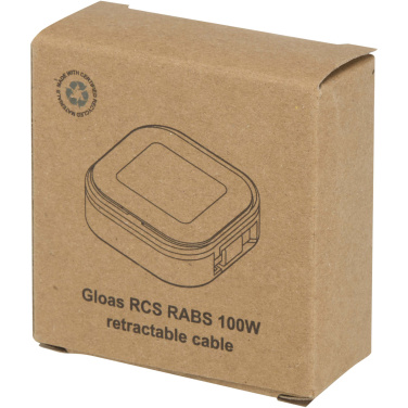 Logo trade promotional product photo of: Gloas 5-in-1 recycled retractable data sync and 100W fast charge cable with smartphone tool kit