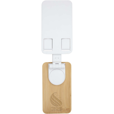 Logo trade promotional products picture of: Alfirk recycled plastic foldeable desk phone stand with bamboo details