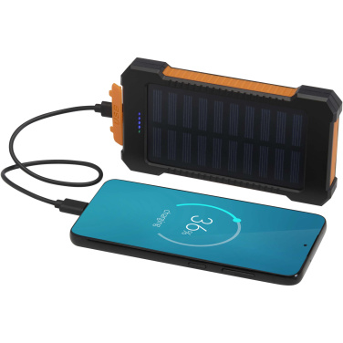 Logo trade advertising products image of: Altair 5000 mAh 10W recycled plastic rugged solar power bank with built-in torch