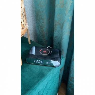 Logo trade corporate gifts image of: Alarm Clock and Wireless Charger ADELAIDE