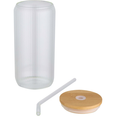 Logo trade business gift photo of: Mirage 500 ml single-walled borosilicate glass jar with bamboo lid