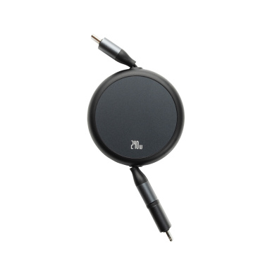 Logo trade corporate gifts picture of: Terra RCS recycled aluminium retractable 240W 2-in-1 cable
