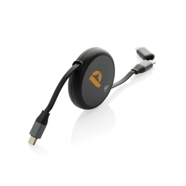 Logo trade promotional giveaways image of: Terra RCS recycled aluminium retractable 240W 2-in-1 cable