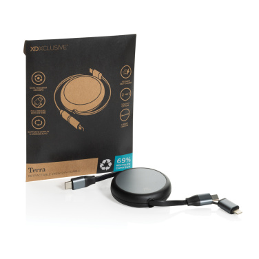 Logotrade corporate gifts photo of: Terra RCS recycled aluminium retractable 240W 2-in-1 cable