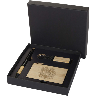 Logo trade advertising product photo of: Minka RCS recycled aluminium ballpoint pen, keychain and RFID card holder gift set