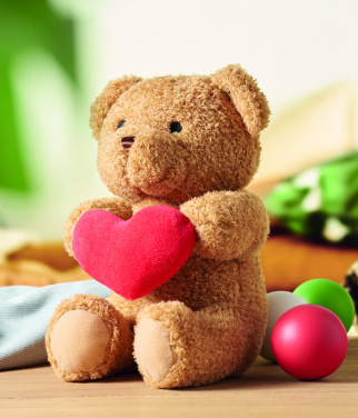 Logo trade corporate gifts picture of: Teddy bear with heart 23cm