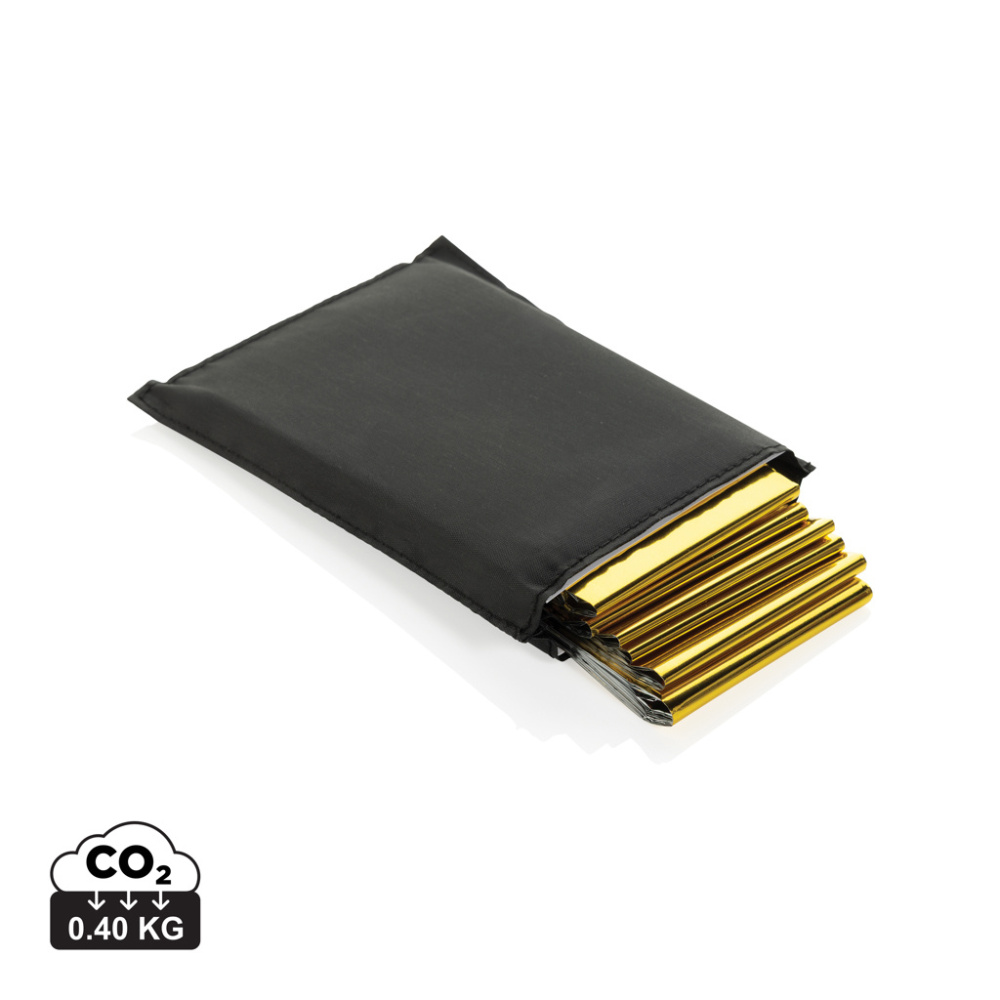 Logotrade corporate gift image of: Solra emergency blanket in RCS recycled RPET pouch
