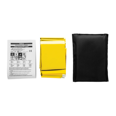 Logo trade promotional gifts image of: Solra emergency blanket in RCS recycled RPET pouch