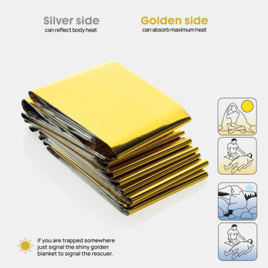 Logotrade advertising product picture of: Solra emergency blanket in RCS recycled RPET pouch