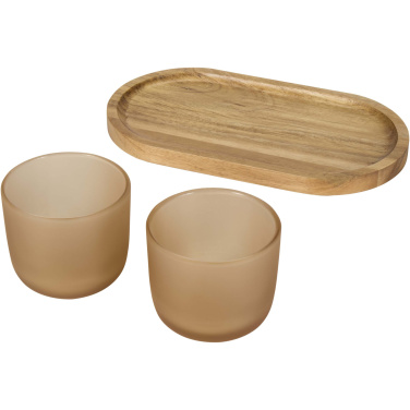 Logotrade advertising product image of: Male wooden serving tray and glass cups set