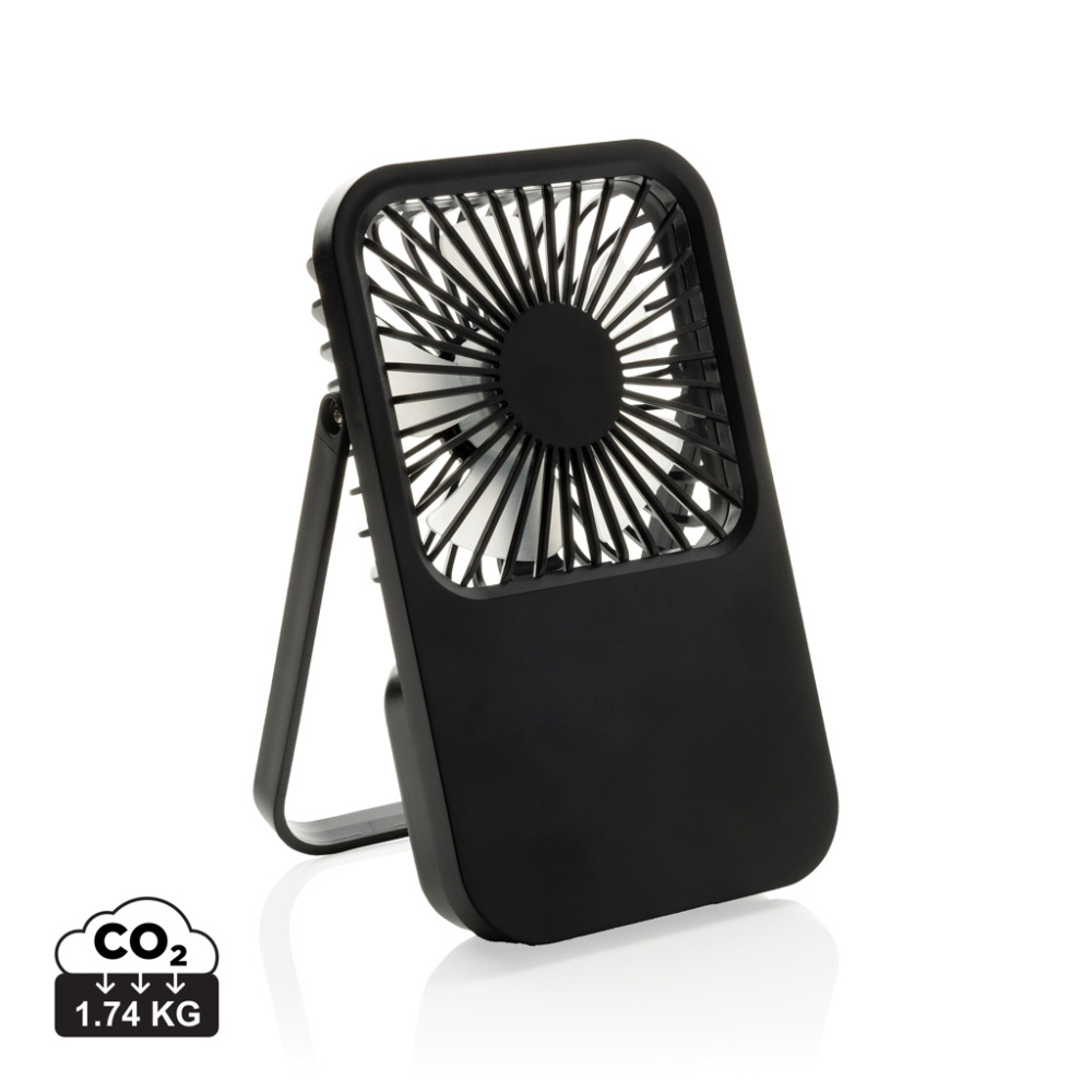 Logo trade promotional giveaways picture of: Aervina RCS recycled plastic re-chargeable desk fan