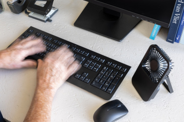 Logo trade promotional items picture of: Aervina RCS recycled plastic re-chargeable desk fan