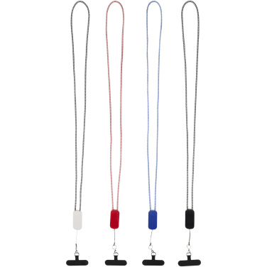 Logo trade advertising product photo of: Anser recycled plastic smartphone lanyard with 27W 5-in-1 built-in cable