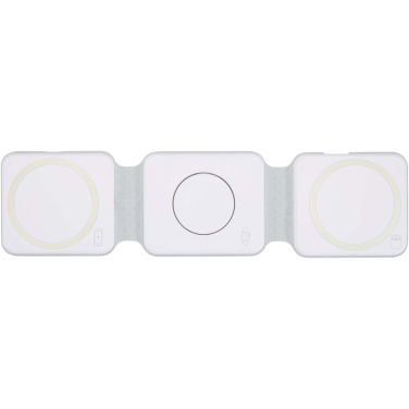 Logo trade corporate gifts image of: Armus 3-in-1 15W recycled plastic foldable wireless charger