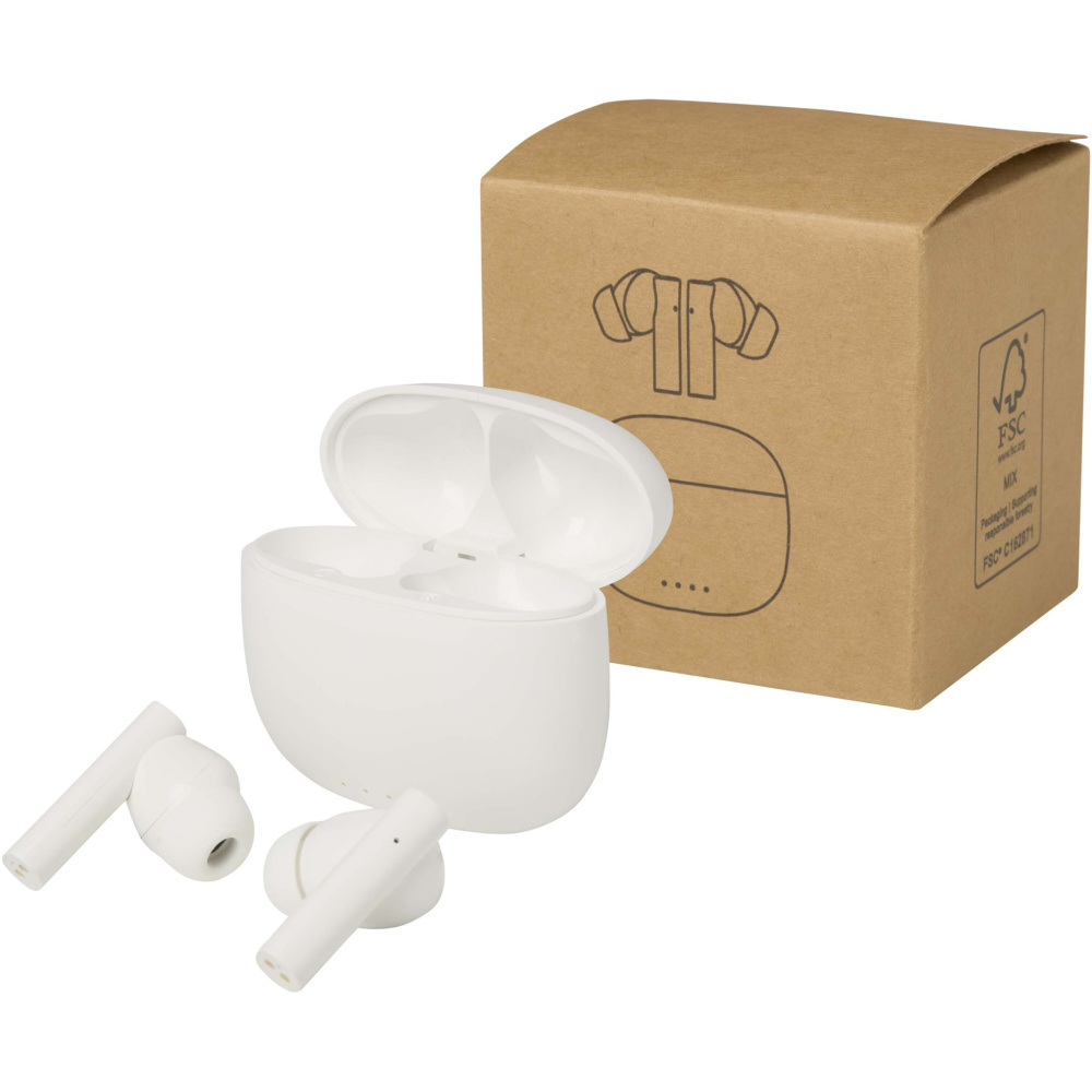 Logo trade business gift photo of: Alterf recycled plastic True Wireless Bluetooth® headset with silicone eartips