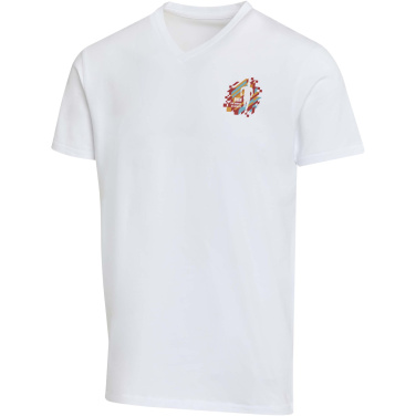 Logo trade business gifts image of: Balfour 200 g/m² short sleeve v-neck unisex OCS organic t-shirt