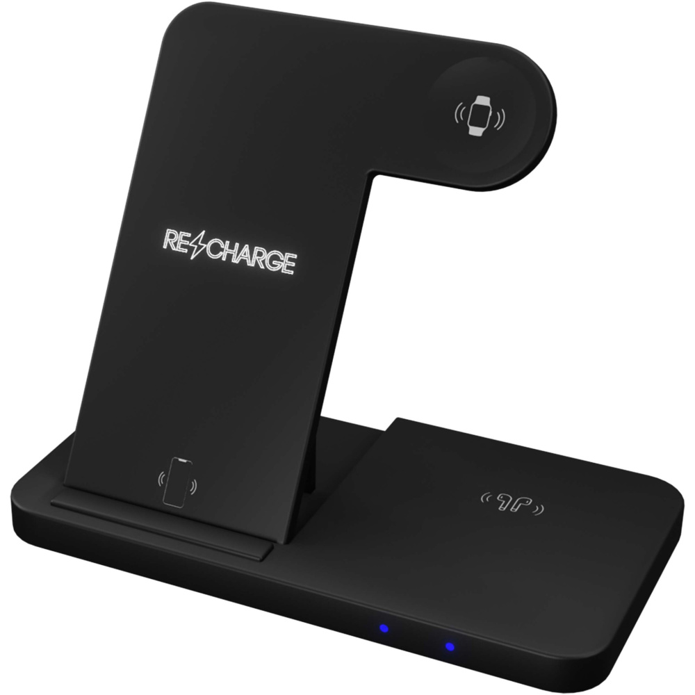 Logo trade advertising products picture of: SCX.design W28 3-in-1 wireless charging base with phone stand