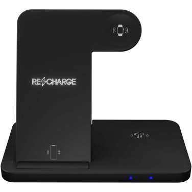 Logotrade promotional giveaway image of: SCX.design W28 3-in-1 wireless charging base with phone stand