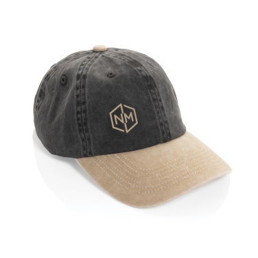 Logo trade promotional products picture of: BEAU AWARE™ Washed 6 panel 270gsm cotton twill two tone cap
