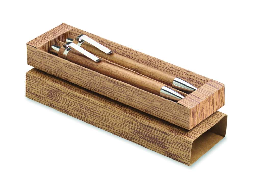 Logotrade promotional item picture of: Acacia wood pen and pencil set