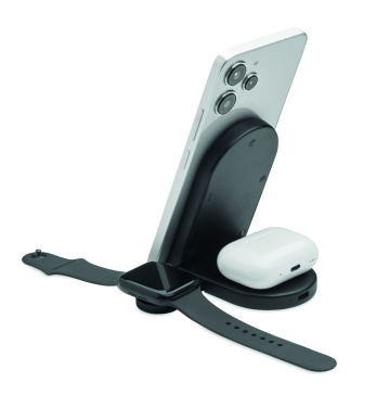 Logo trade promotional items image of: Foldable 3-in-1 charger 15W