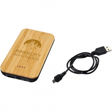 Logo trade ärikingituse pilt: Tulevane 6000 mAh bambusest/kangast juhtmevaba akupank