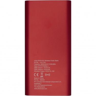 Logo trade reklaamkingi pilt: Juice 8000mAh juhtmevaba toitepank