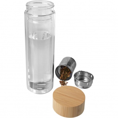 Logo trade reklaamtoote pilt: Bailey 400 ml borsilikaatklaasist infusioonipudel bambusest kaanega