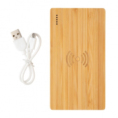 Logotrade firmakingid pilt: Bambusest 4000 mAh juhtmevaba 5W akupank