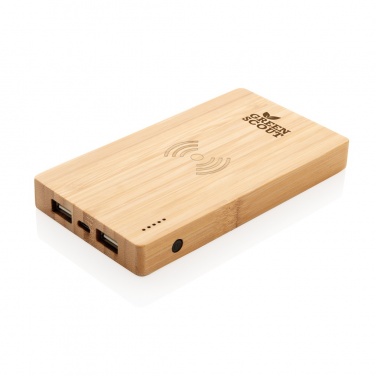 Logotrade reklaamkingi foto: Bambusest 4000 mAh juhtmevaba 5W akupank