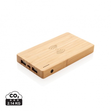 Logotrade meene foto: Bambusest 4000 mAh juhtmevaba 5W akupank