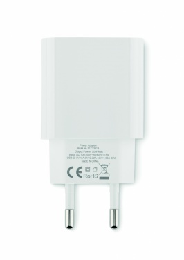 Logotrade firmakingid pilt: 20W 2-pordiline USB-laadija EU pistik