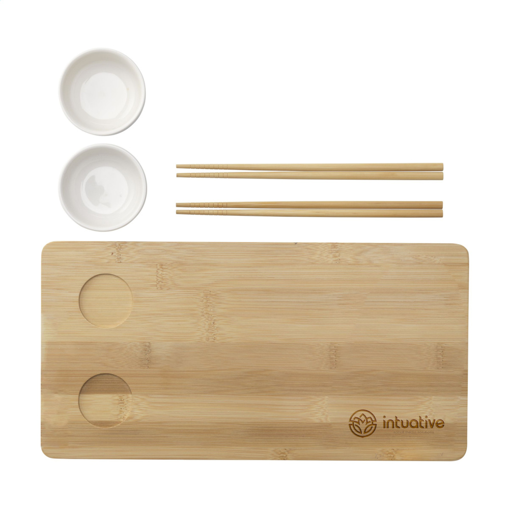 Logo trade reklaamtooted foto: Temaki Bamboo Sushi Tray kinkekomplekt
