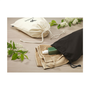 Logotrade reklaamtoote foto: Naturaalsest GRS-i taaskasutatud puuvillast kingikott (150 g/m²) L